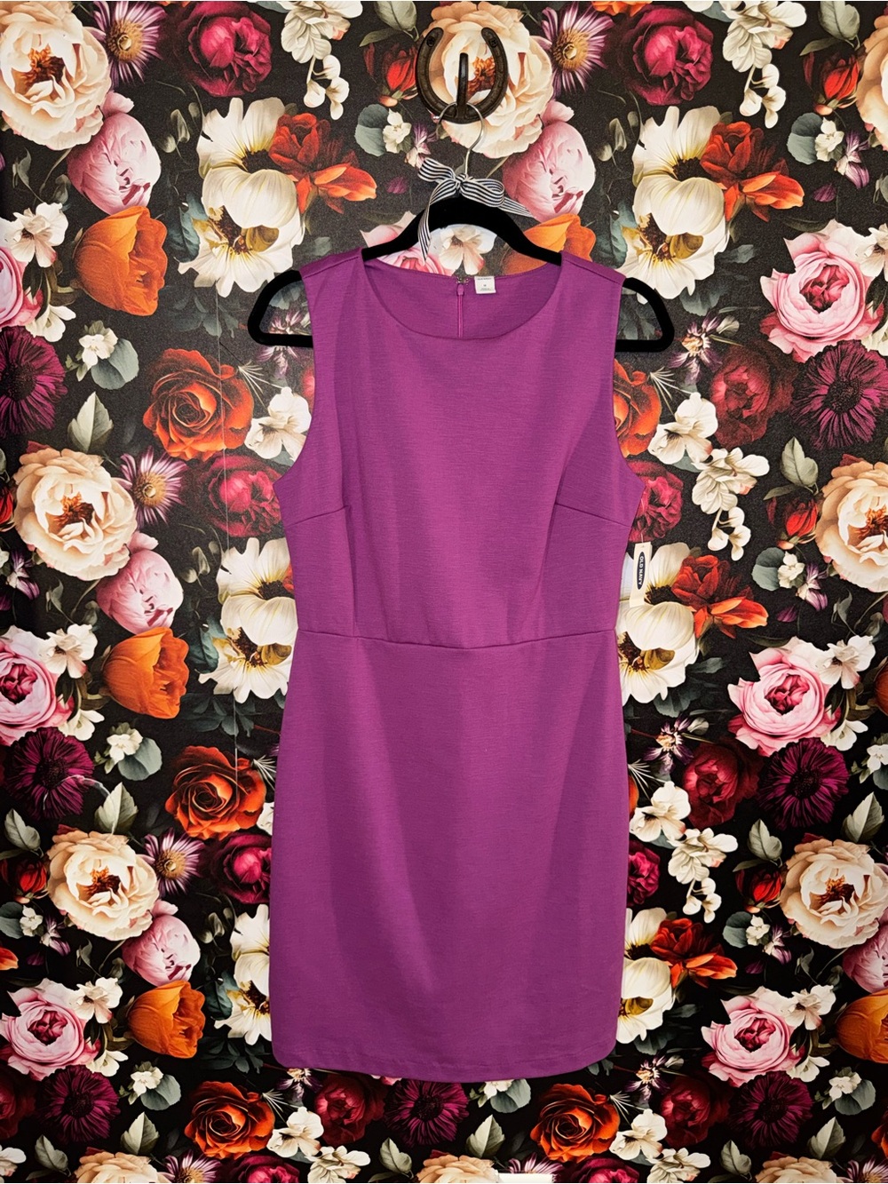 Old Navy Sleeveless Fuchsia Purple Midi Sheath Dress, Medium, NWT